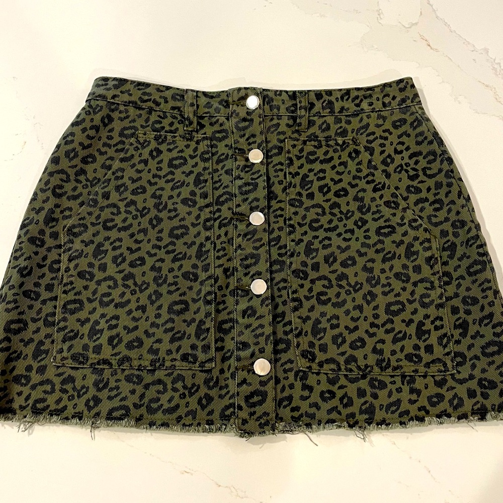 Mittoshop leopard denim mini skirt